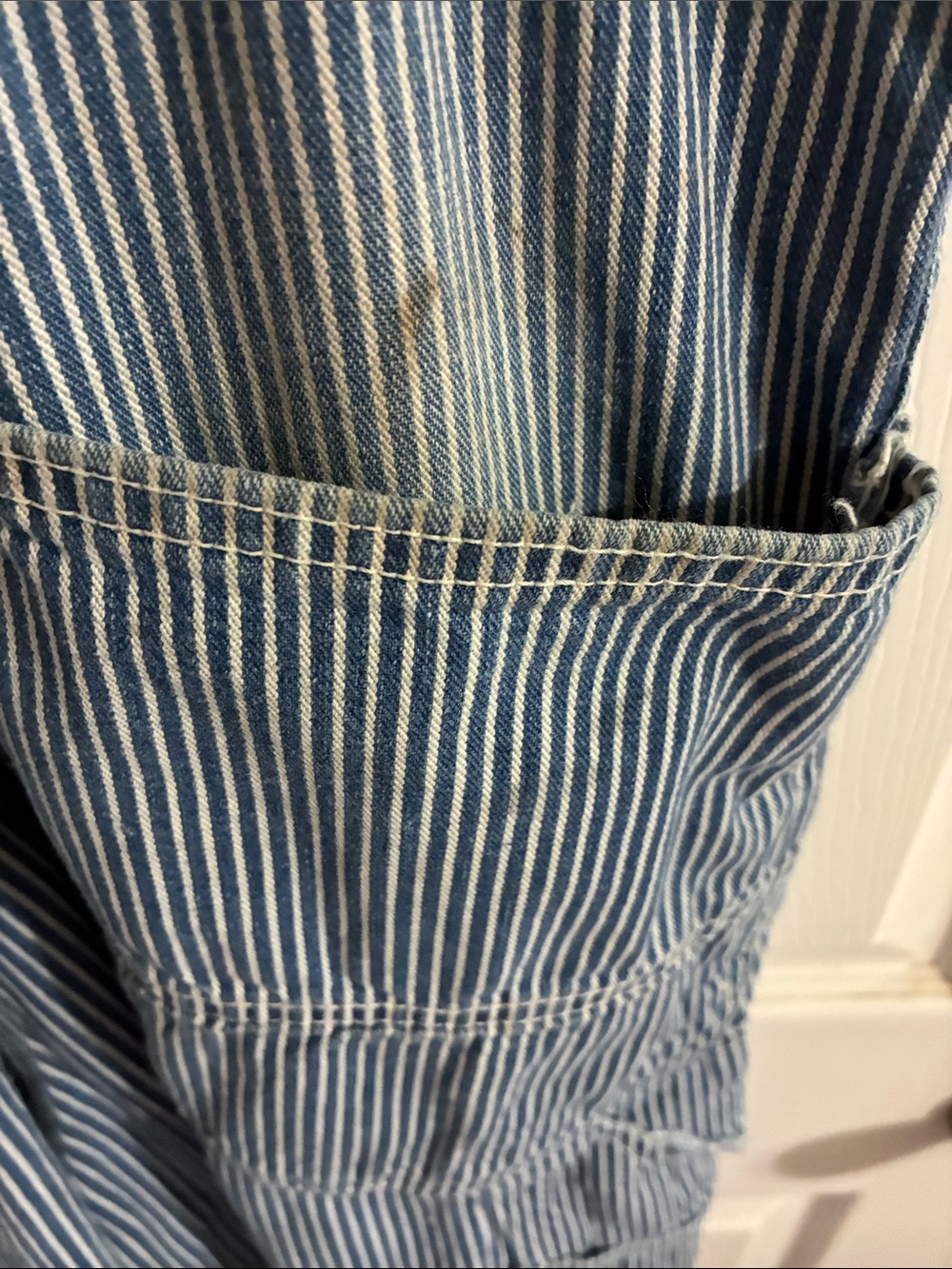 Lee Blue and White Striped Denim Overalls - Picture 9 of 9